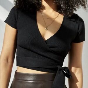Aritzia Black Wrap Top